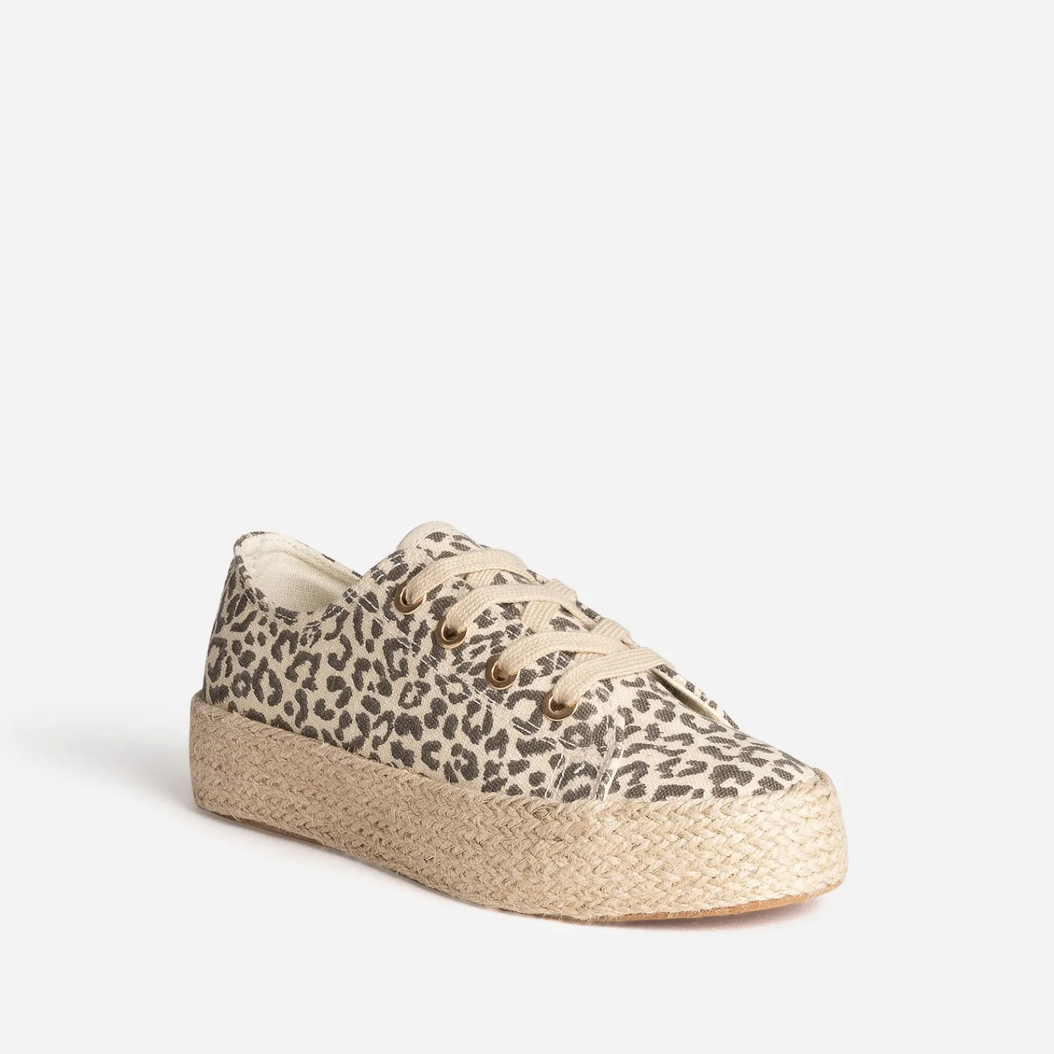 Eram Baskets^Tennis beige toile motif léopard MARRON