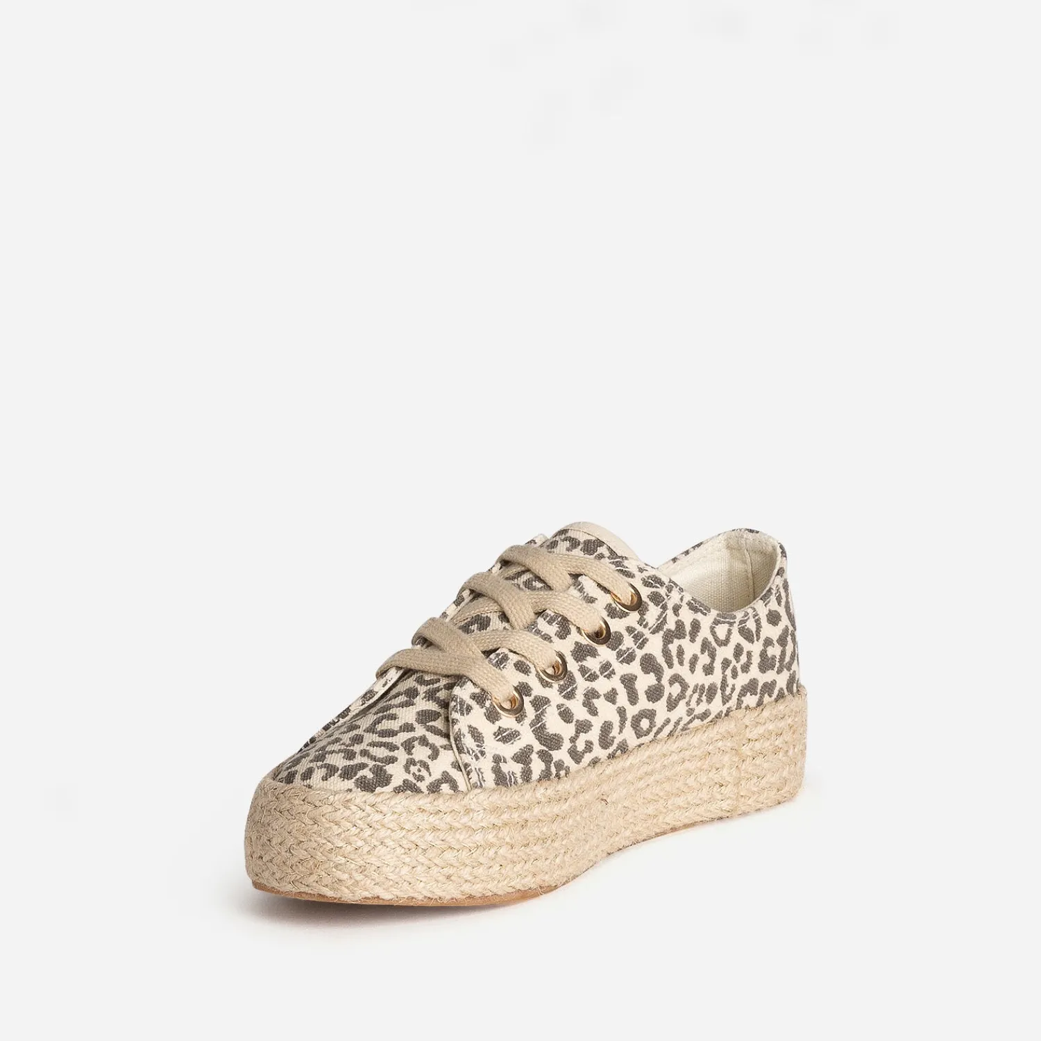 Eram Baskets^Tennis beige toile motif léopard MARRON