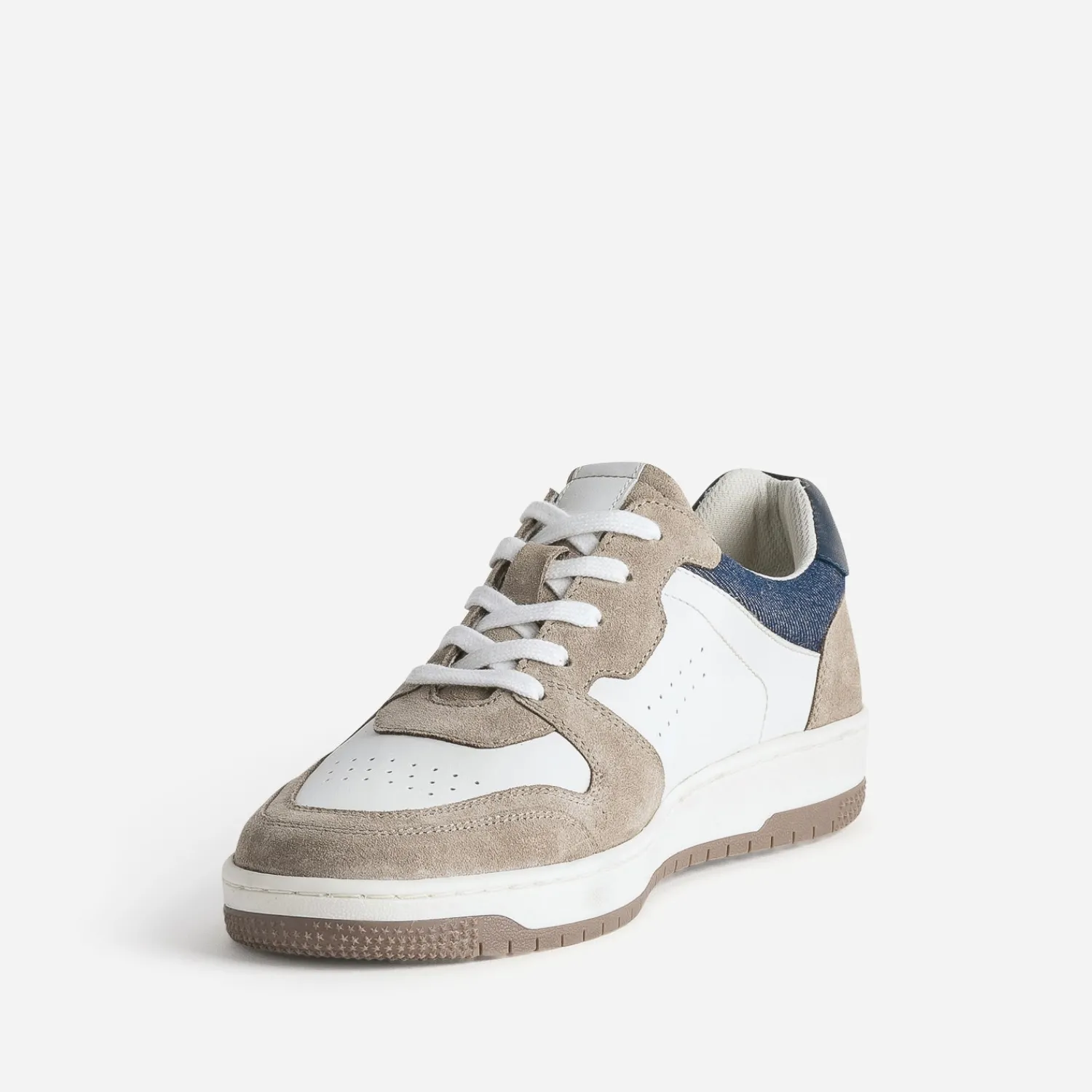 Eram Baskets/Tennis^Tennis he, beige et marine en cuir BLANC