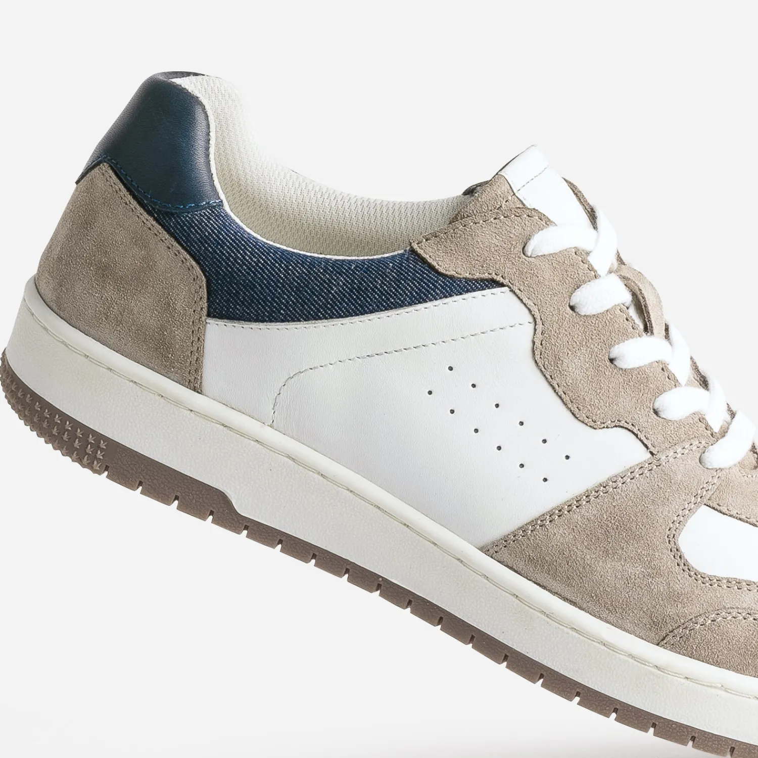 Eram Baskets/Tennis^Tennis he, beige et marine en cuir BLANC