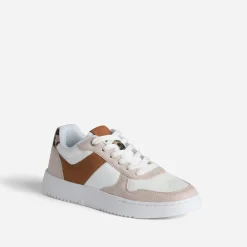 Texto Baskets^Tennis blanche, beige et motif léopard ORANGE