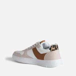 Texto Baskets^Tennis blanche, beige et motif léopard ORANGE