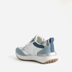 Eram Baskets^Tennis blanche, e et argent semelle amovible BLEU