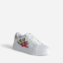 Eram Baskets^Tennis he brodée fleurs BLANC
