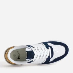 Eram Baskets/Tennis^Tennis he cuir découpes marine et beige BLANC