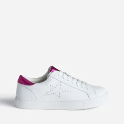 Eram Baskets^Tennis he détails fuchsia métallisé BLANC
