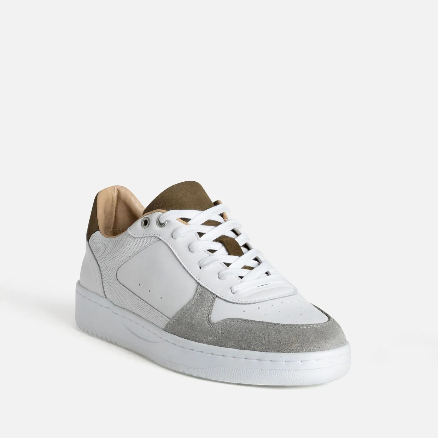 Eram Baskets/Tennis^Tennis he, grise, kaki cuir bi-matière BLANC