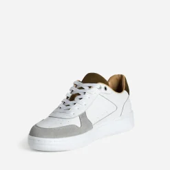 Eram Baskets/Tennis^Tennis he, grise, kaki cuir bi-matière BLANC