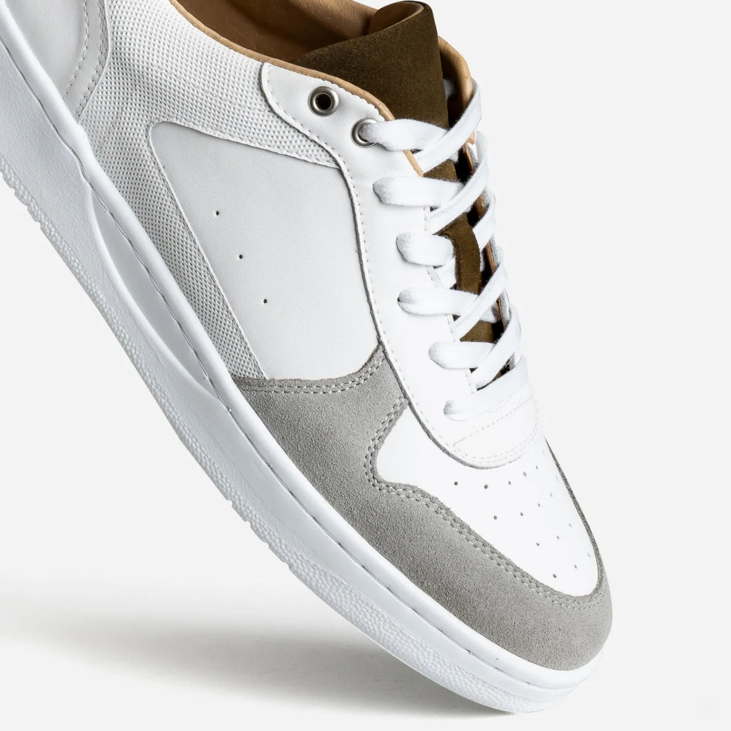 Eram Baskets/Tennis^Tennis he, grise, kaki cuir bi-matière BLANC