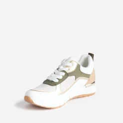 Eram Baskets^Tennis he, kaki, beige et or semelle amovible BLANC