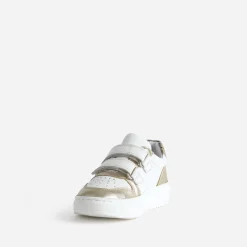 Buggy Baskets^Tennis blanche, dée, motif léopard OR