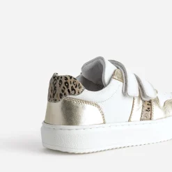 Buggy Baskets^Tennis blanche, dée, motif léopard OR