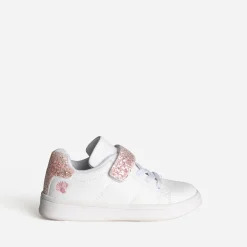 Buggy Baskets^Tennis he paillettes et broderie roses BLANC