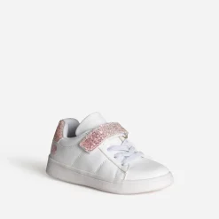Buggy Baskets^Tennis he paillettes et broderie roses BLANC