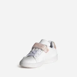 Buggy Baskets^Tennis he paillettes et broderie roses BLANC