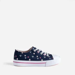 Buggy Baskets^Tennis toile motifs cœurs MARINE