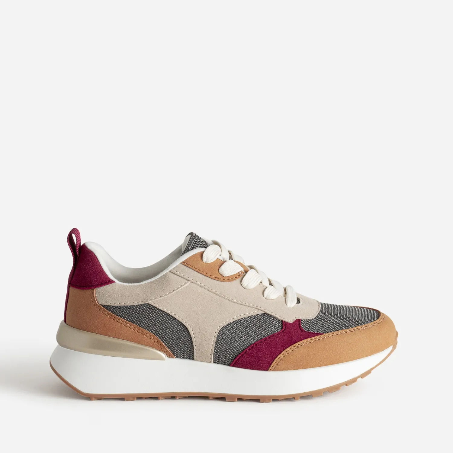 Eram Baskets^Tennis , bordeaux et beige semelle amovible CAMEL