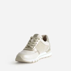 Caprice Baskets^Tennis beige et dorée BLANC