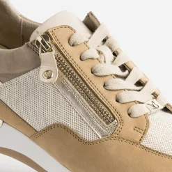 Caprice Baskets^Tennis camel et textile pailleté BEIGE