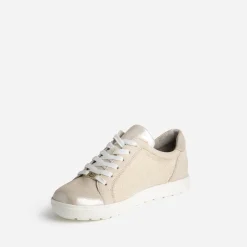 Caprice Baskets^Tennis dorée bi matière BEIGE