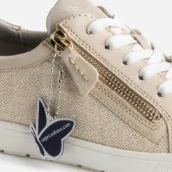 Caprice Baskets^Tennis dorée bi matière BEIGE