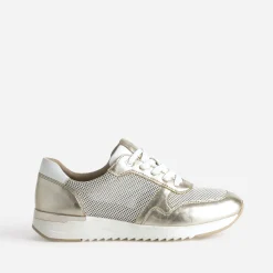 Caprice Baskets^Tennis dée cuir et mesh OR