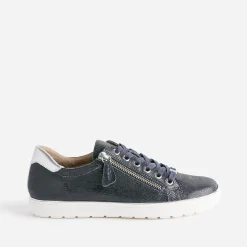 Caprice Baskets^Tennis en cuir fantaisie MARINE
