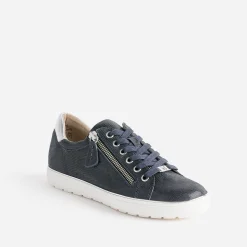 Caprice Baskets^Tennis en cuir fantaisie MARINE