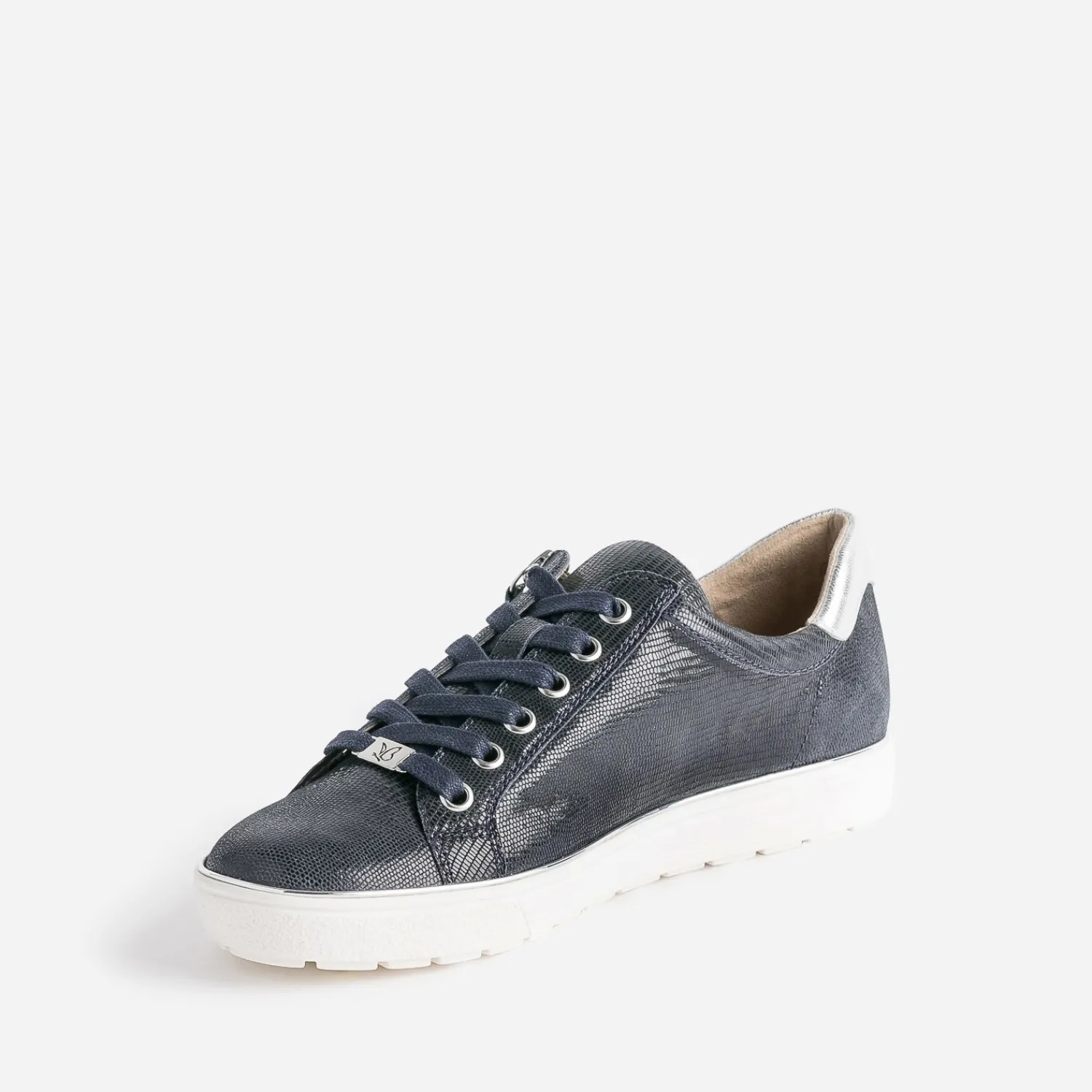 Caprice Baskets^Tennis en cuir fantaisie MARINE