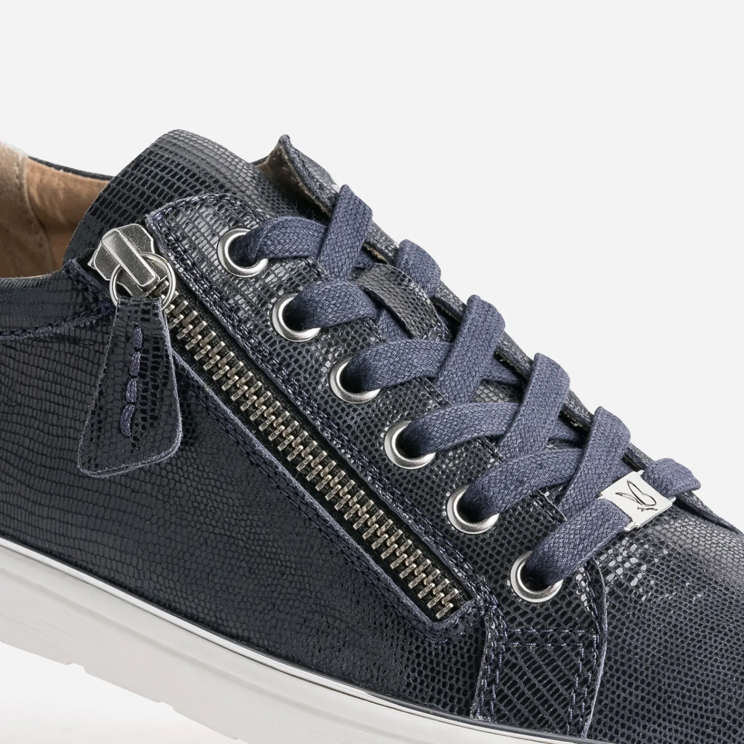 Caprice Baskets^Tennis en cuir fantaisie MARINE