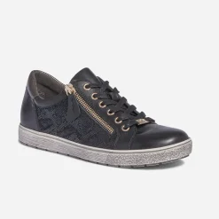 Caprice Baskets^Tennis e en cuir avec effet python NOIR