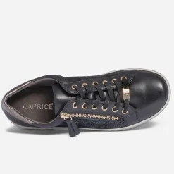 Caprice Baskets^Tennis e en cuir avec effet python NOIR