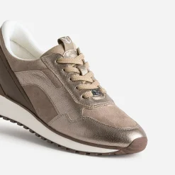 Caprice Baskets^Tennis en cuir TAUPE