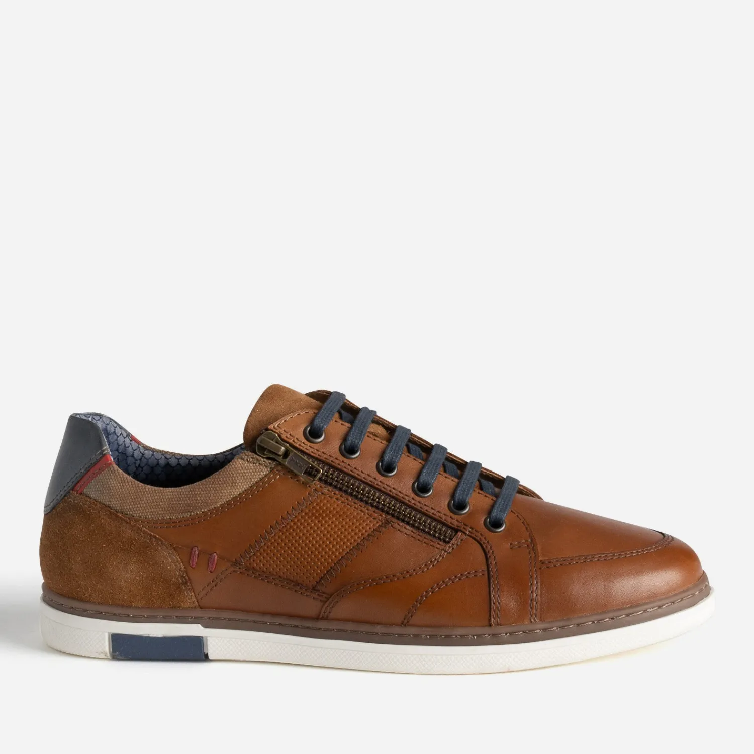 Eram Baskets/Tennis^Tennis cuir contrefort bleu marine COGNAC