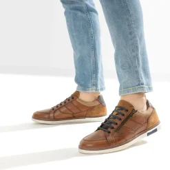 Eram Baskets/Tennis^Tennis cuir contrefort bleu marine COGNAC