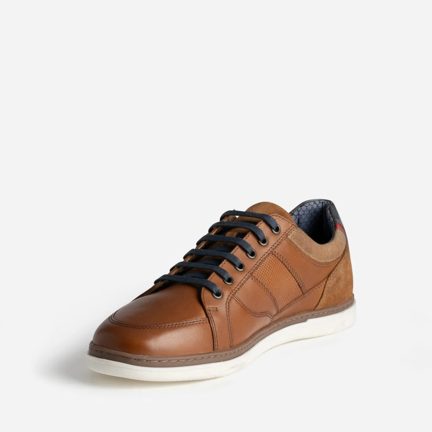 Eram Baskets/Tennis^Tennis cuir contrefort bleu marine COGNAC