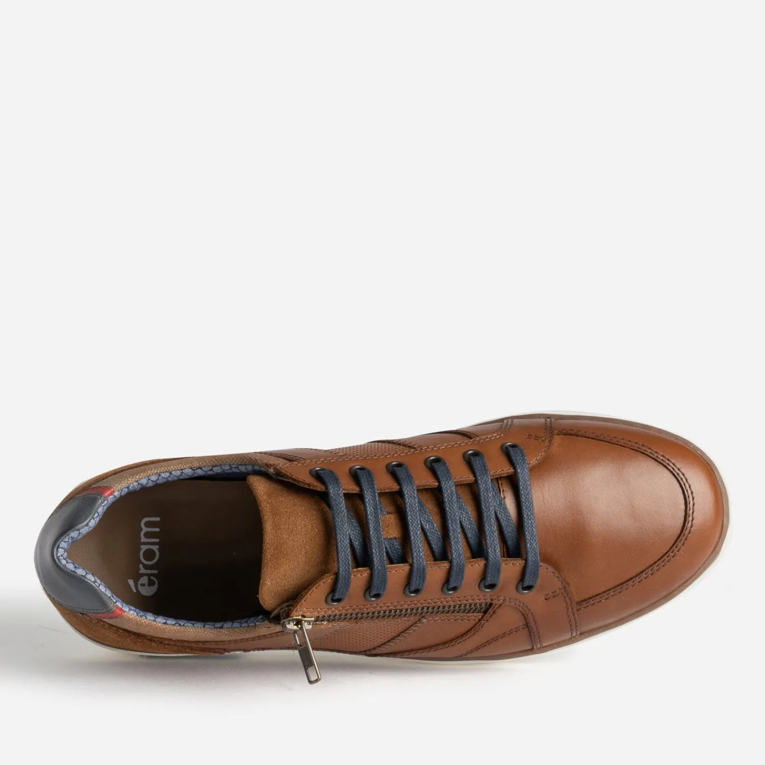 Eram Baskets/Tennis^Tennis cuir contrefort bleu marine COGNAC