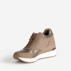 Eram Baskets^Tennis compensée marron et bronze METALISE