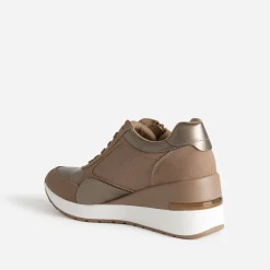 Eram Baskets^Tennis compensée marron et bronze METALISE