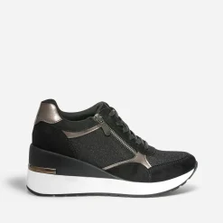Eram Baskets^Tennis compensée e détails bronze NOIR