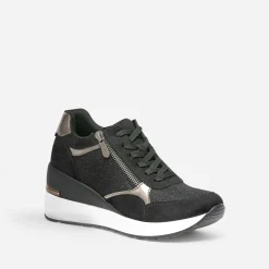 Eram Baskets^Tennis compensée e détails bronze NOIR