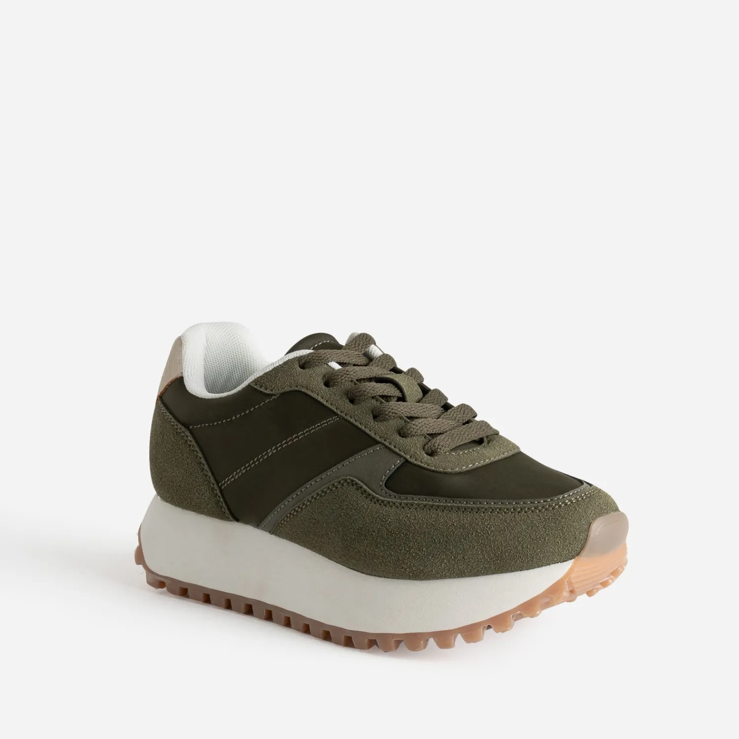 Eram Baskets^Tennis Dad shoes semelle crantée KAKI