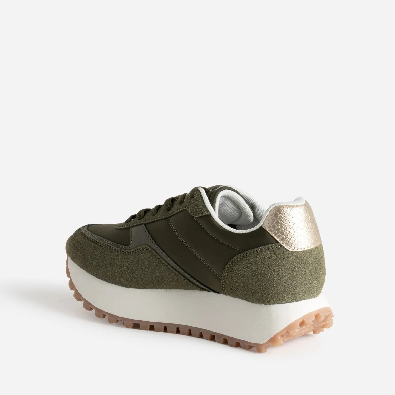 Eram Baskets^Tennis Dad shoes semelle crantée KAKI