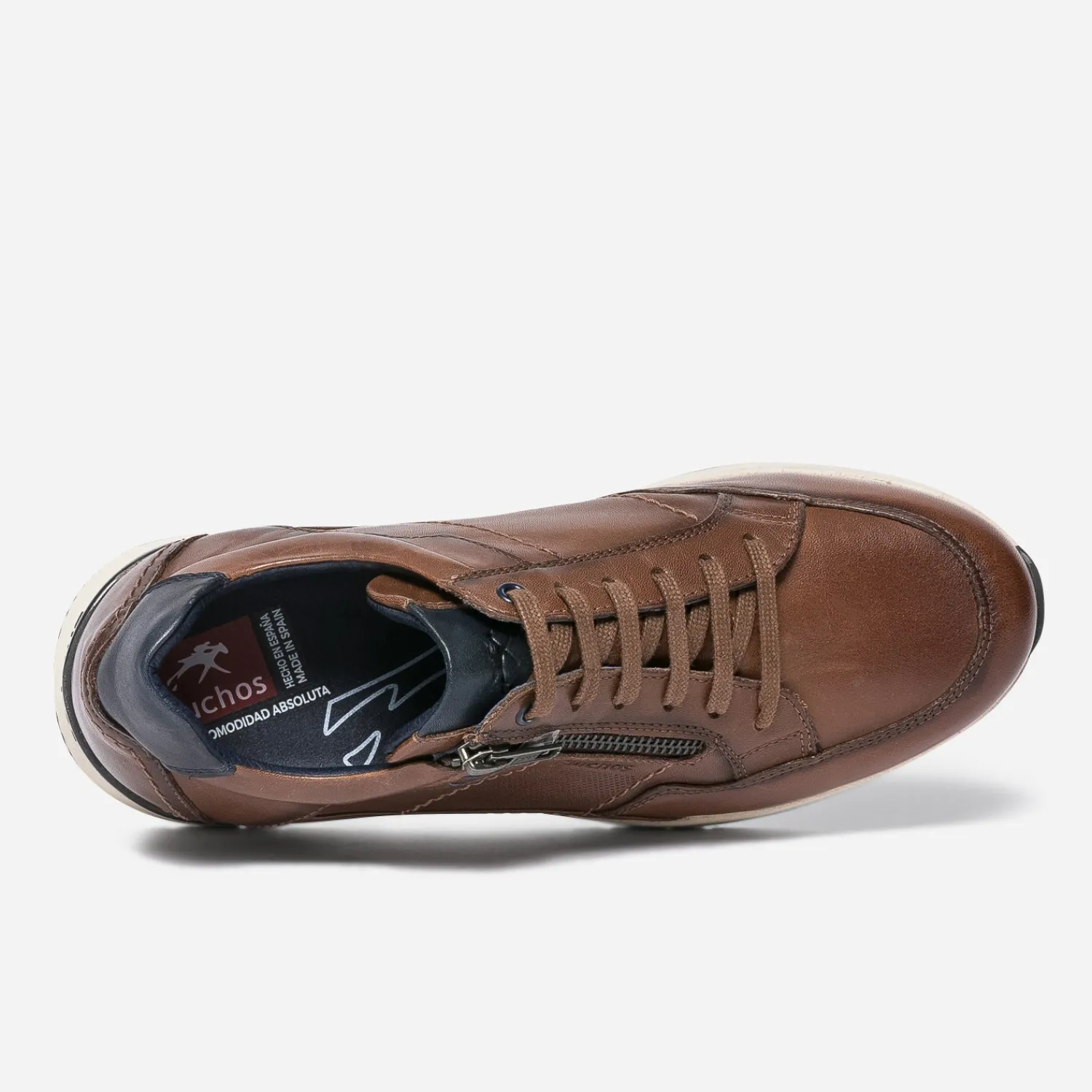 Fluchos Baskets/Tennis^Tennis marron en cuir avec zip COGNAC