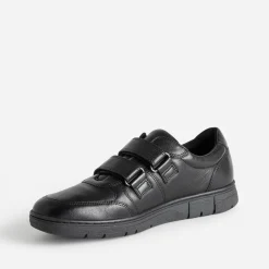 FRANCE ARNO Chaussures De Ville^Tennis e en cuir à scratchs NOIR