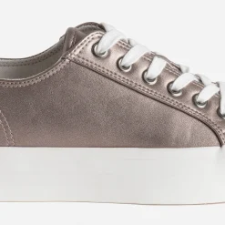 Eram Baskets^Tennis gris foncé métallisé semelle plateforme METALISE