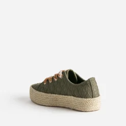 Eram Baskets^Tennis kaki en toile brodée dentelle éco-conçue VERT
