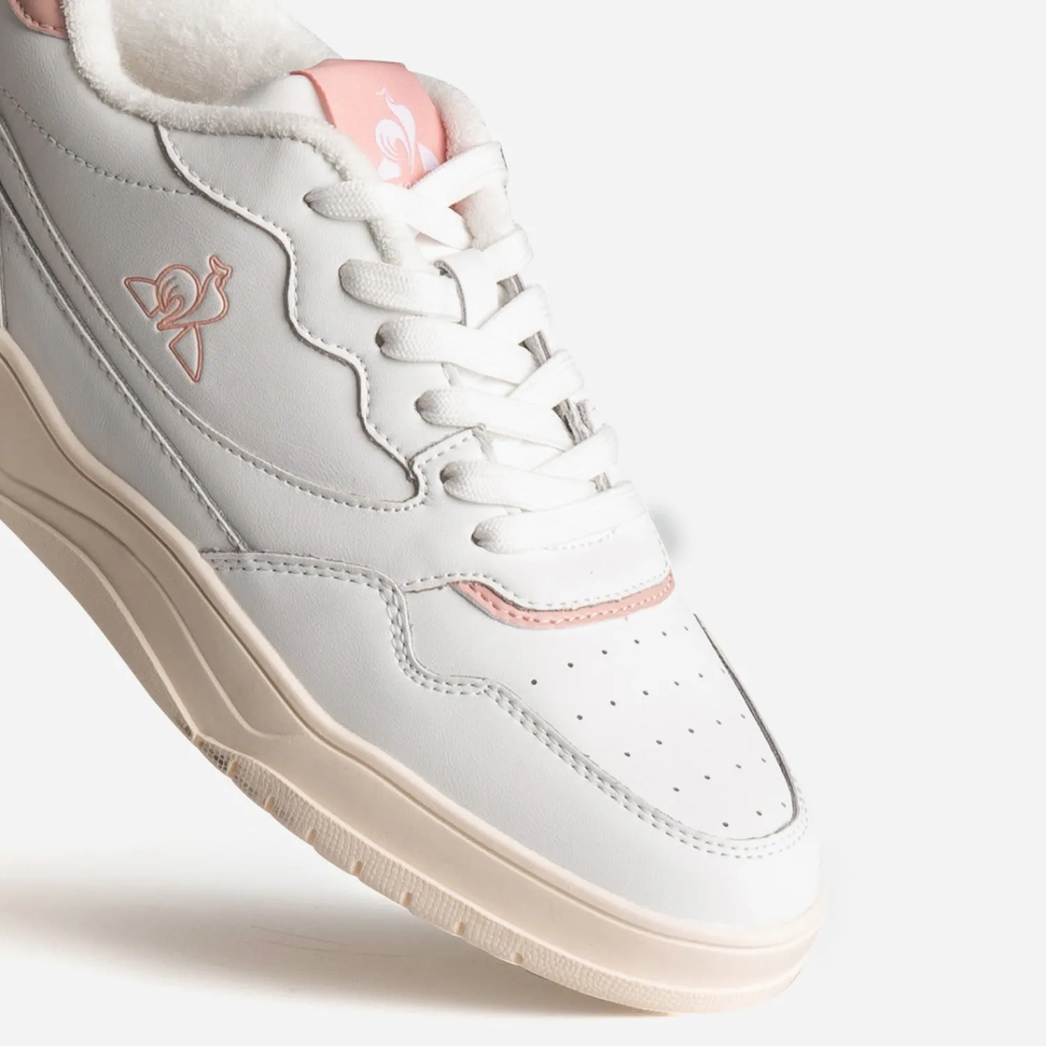 Le Coq Sportif Baskets^Tennis he et rose en cuir BLANC