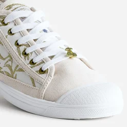 Le Temps des Cerises Baskets^Tennis beige broderies or MULTICOLORE
