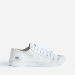 Le Temps des Cerises Baskets^Tennis he effet dentelle BLANC